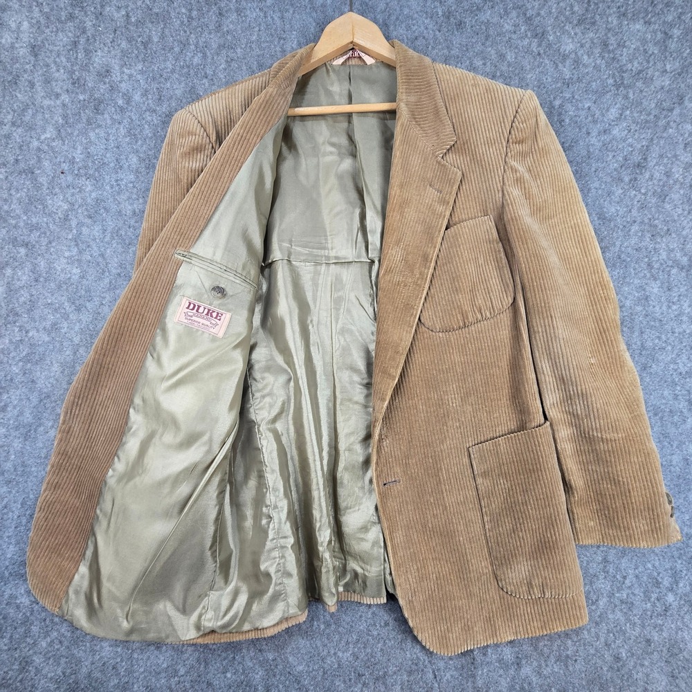 Vtg 80s Duke Haband Corduroy Blazer Jacket Mens 40R Camel Tan Sport Coat
